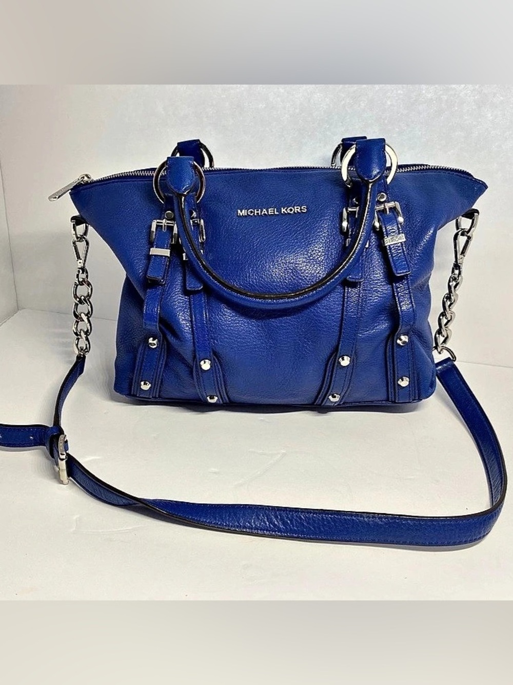 Michael Kors Tina Medium Top Handle Satchel Blue